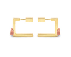 Quadrato Studs Gold with Pink Opal